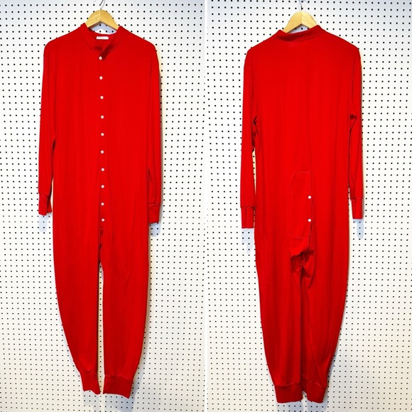 Hotouch | Men's Classic Red Union Suit One Piece Pajama w/n Rear Button Flap - Picture 1 of 5
